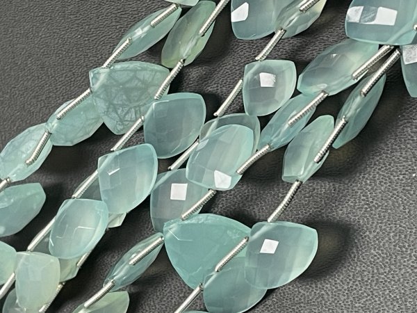 Aqua Chalcedony Fan Cut Faceted