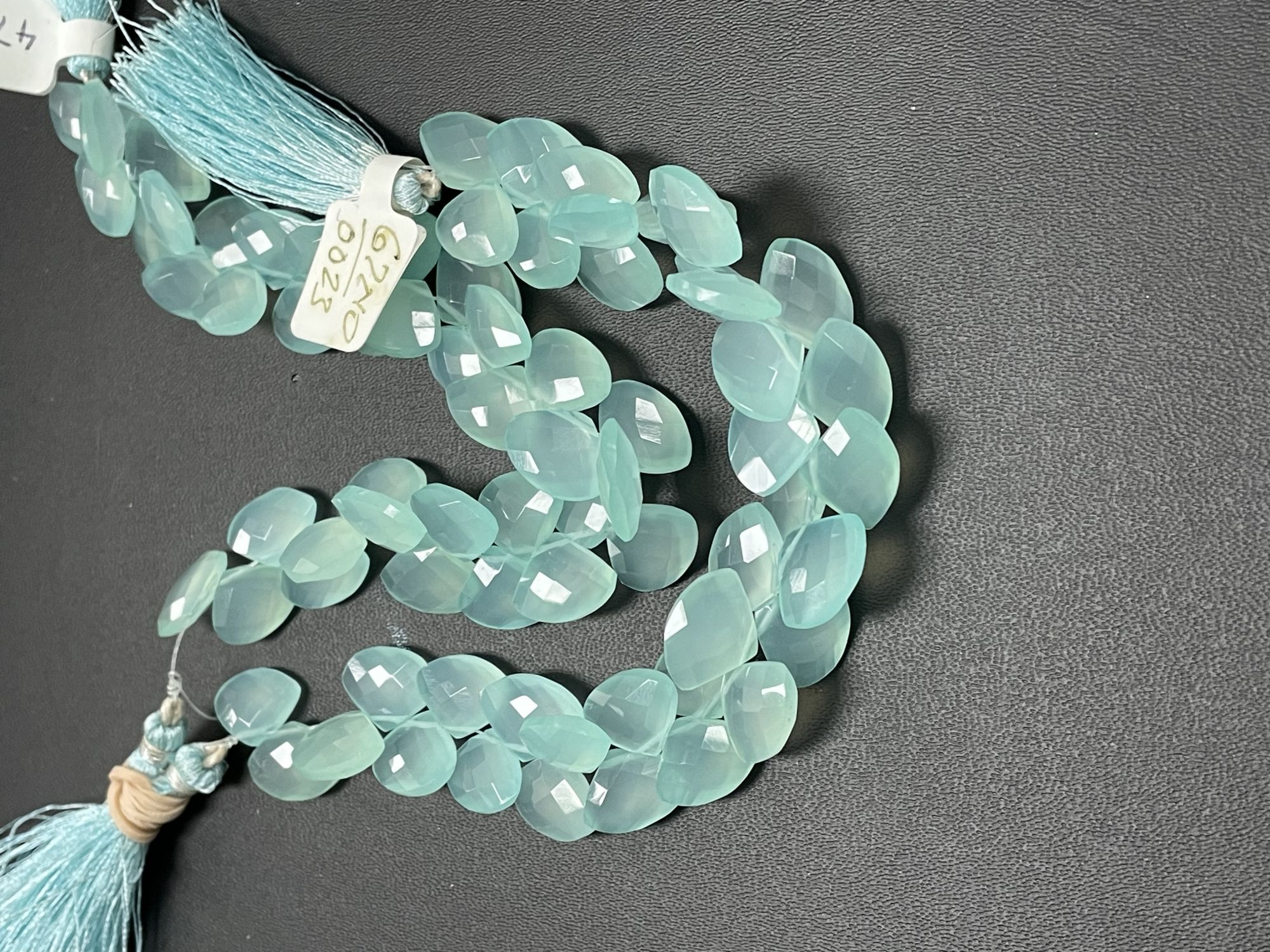 Aqua Chalcedony Fan Cut Faceted