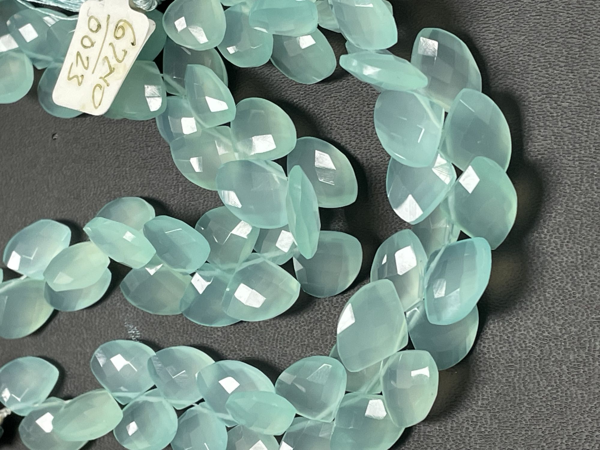 Aqua Chalcedony Fan Cut Faceted