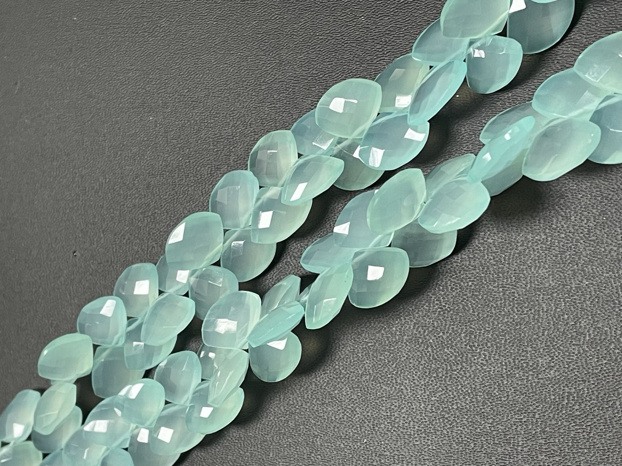 Aqua Chalcedony Fan Cut Faceted