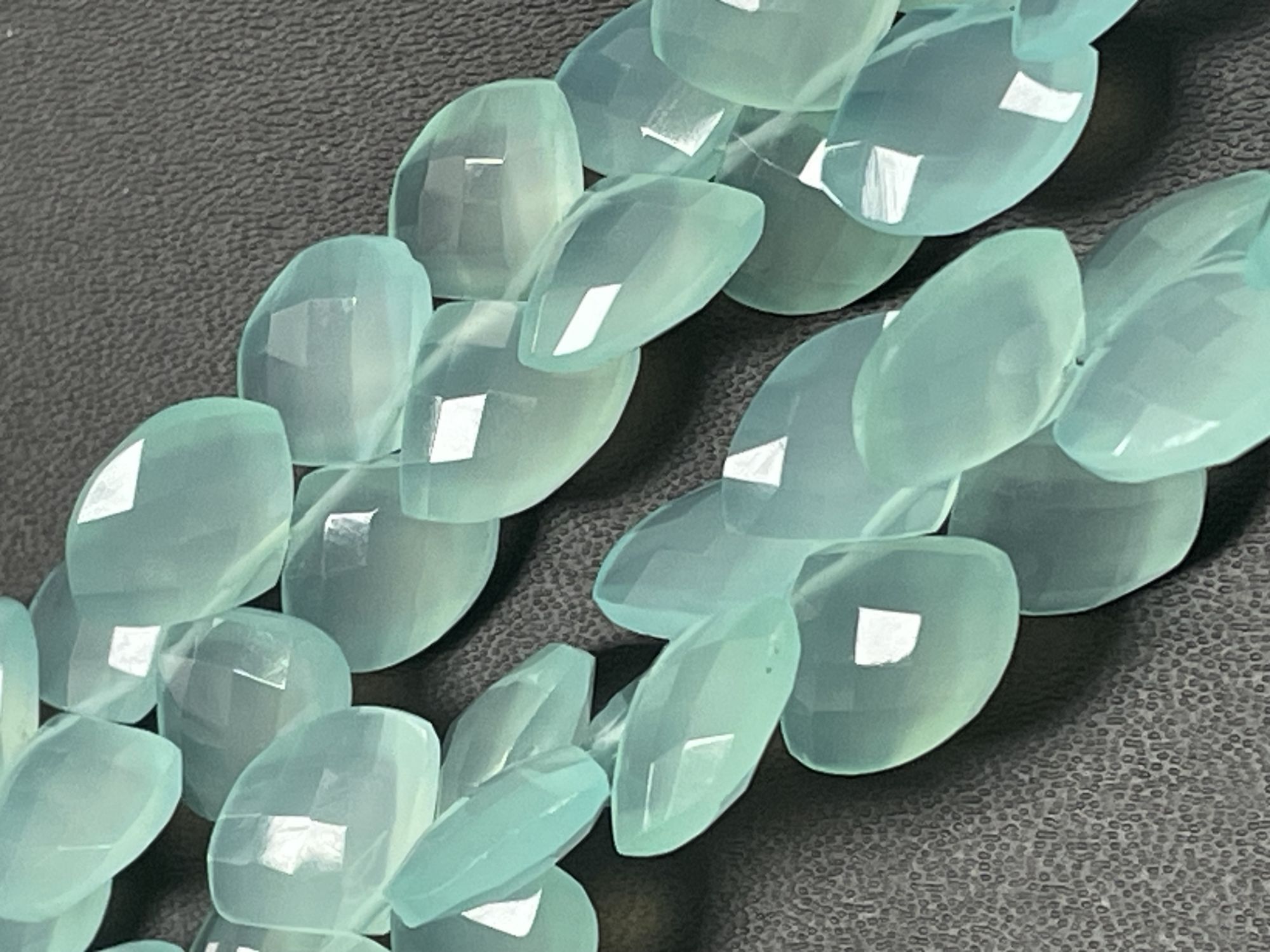 Aqua Chalcedony Fan Cut Faceted