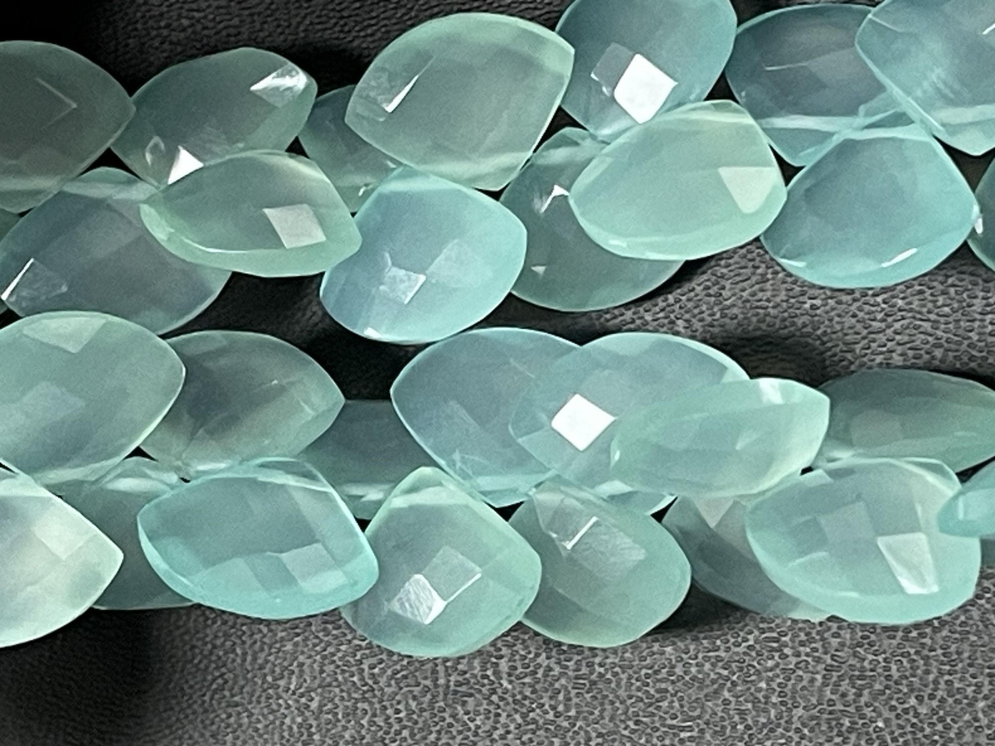 Aqua Chalcedony Fan Cut Faceted