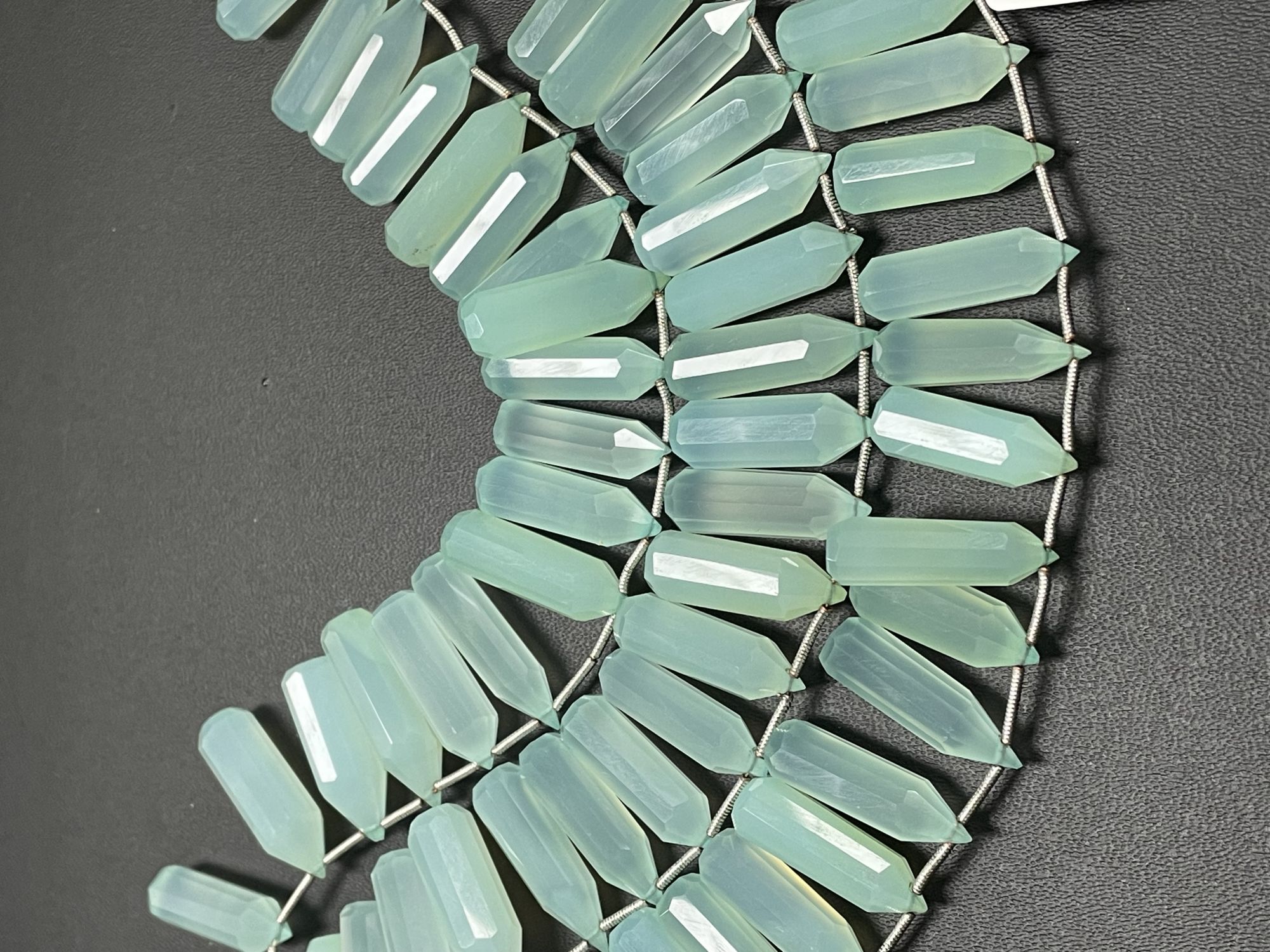 Aqua Chalcedony Pencil Cut Faceted