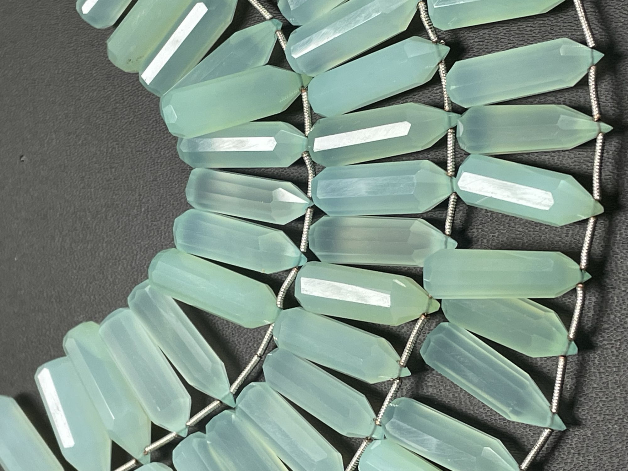 Aqua Chalcedony Pencil Cut Faceted