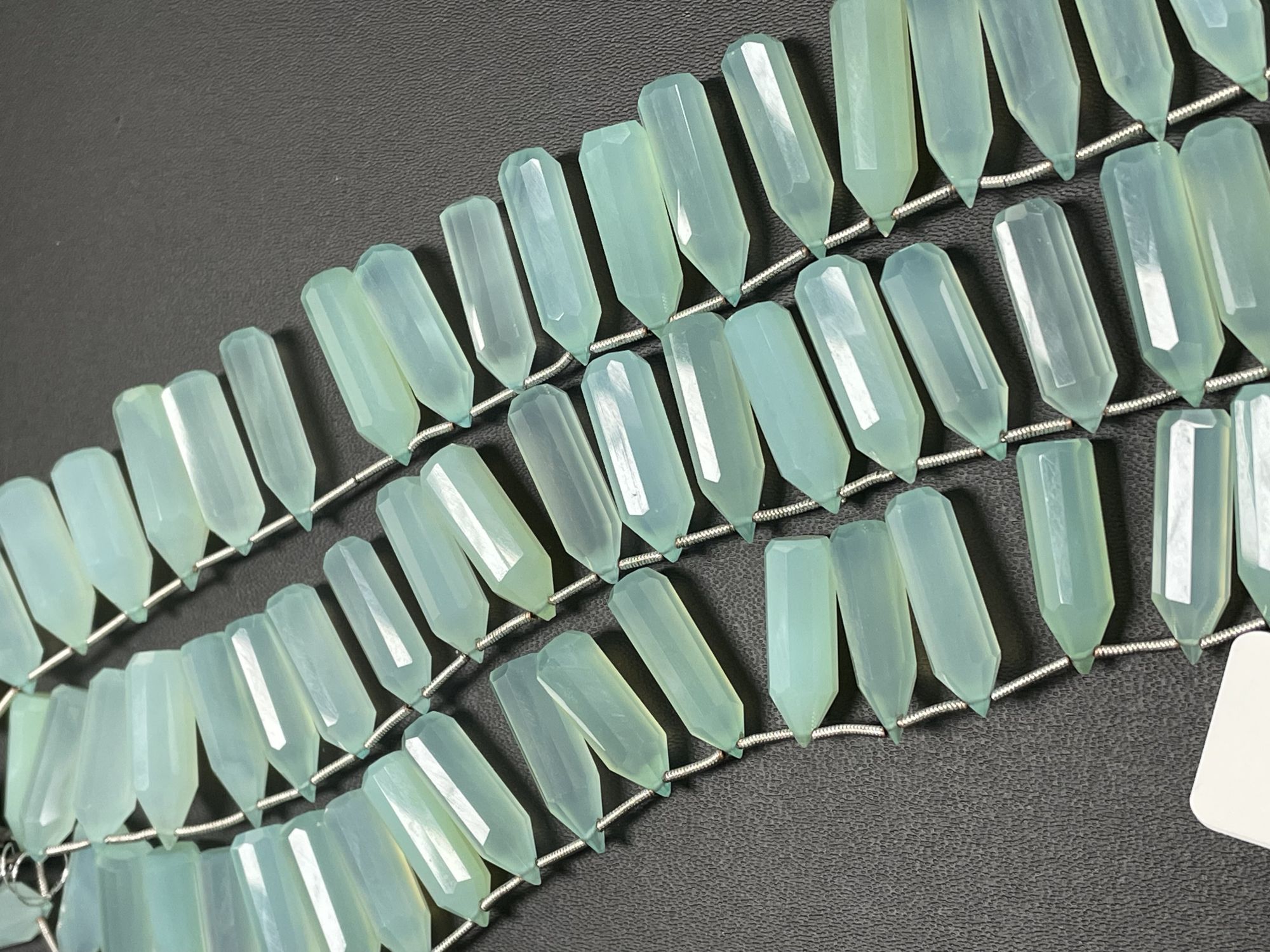 Aqua Chalcedony Pencil Cut Faceted