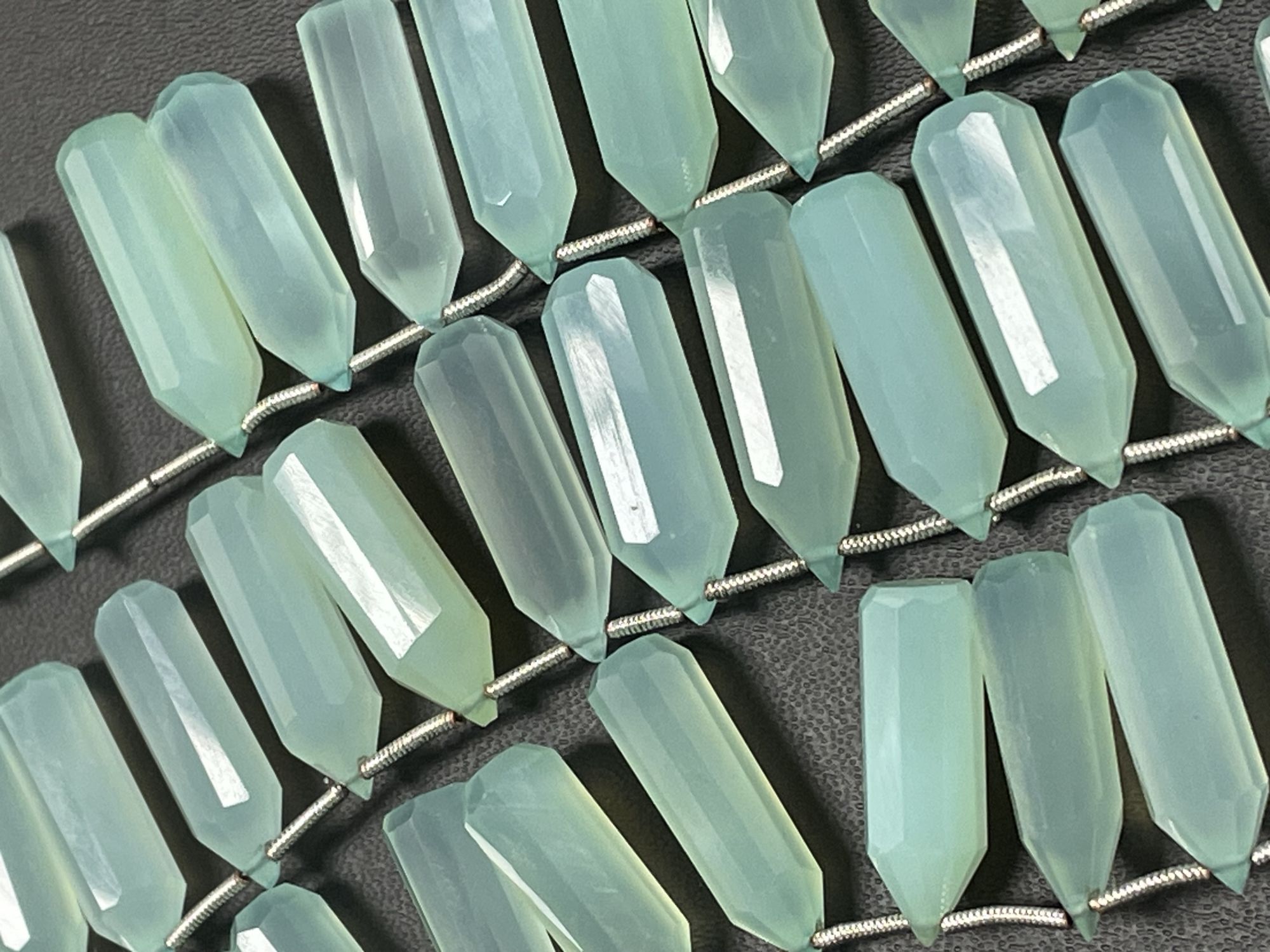 Aqua Chalcedony Pencil Cut Faceted