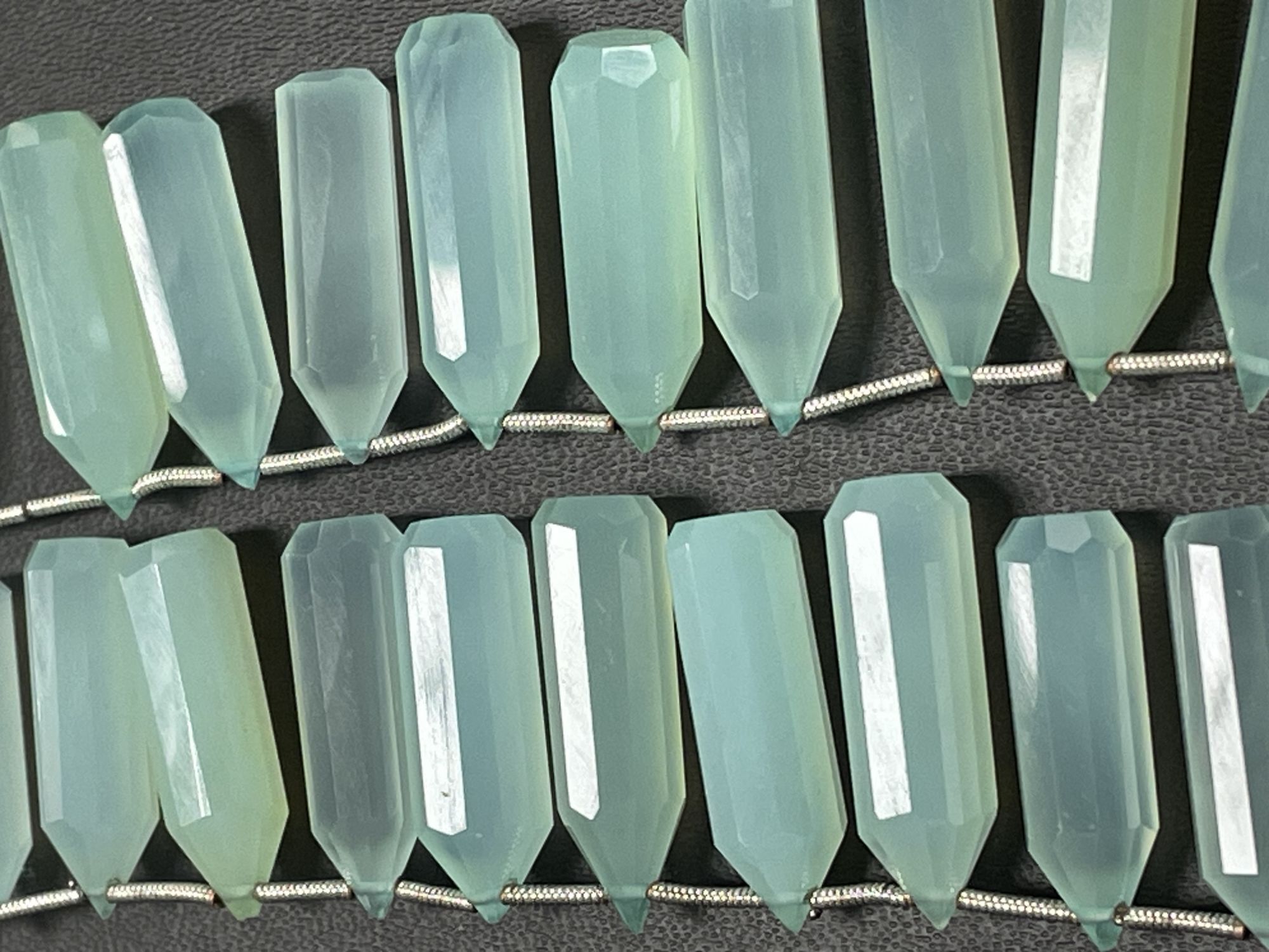 Aqua Chalcedony Pencil Cut Faceted