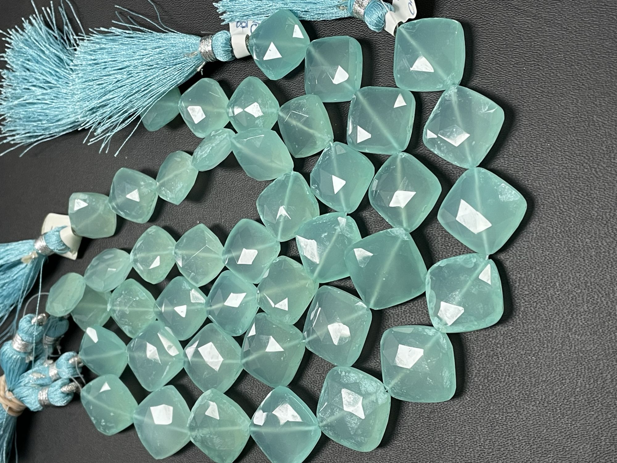 Aqua Chalcedony Cushion Faceted