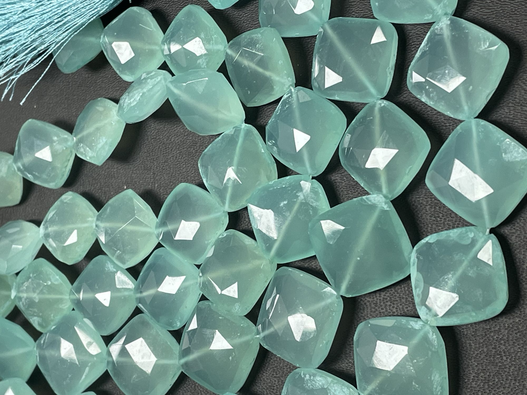 Aqua Chalcedony Cushion Faceted