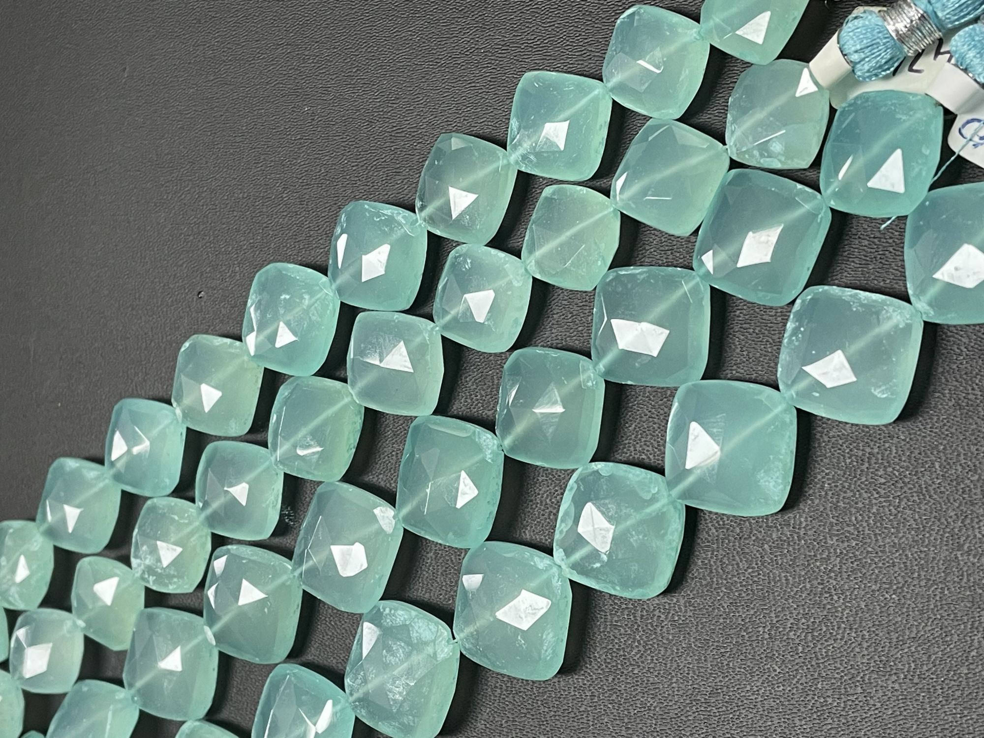 Aqua Chalcedony Cushion Faceted