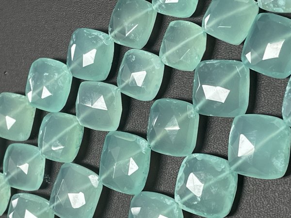 Aqua Chalcedony Cushion Faceted