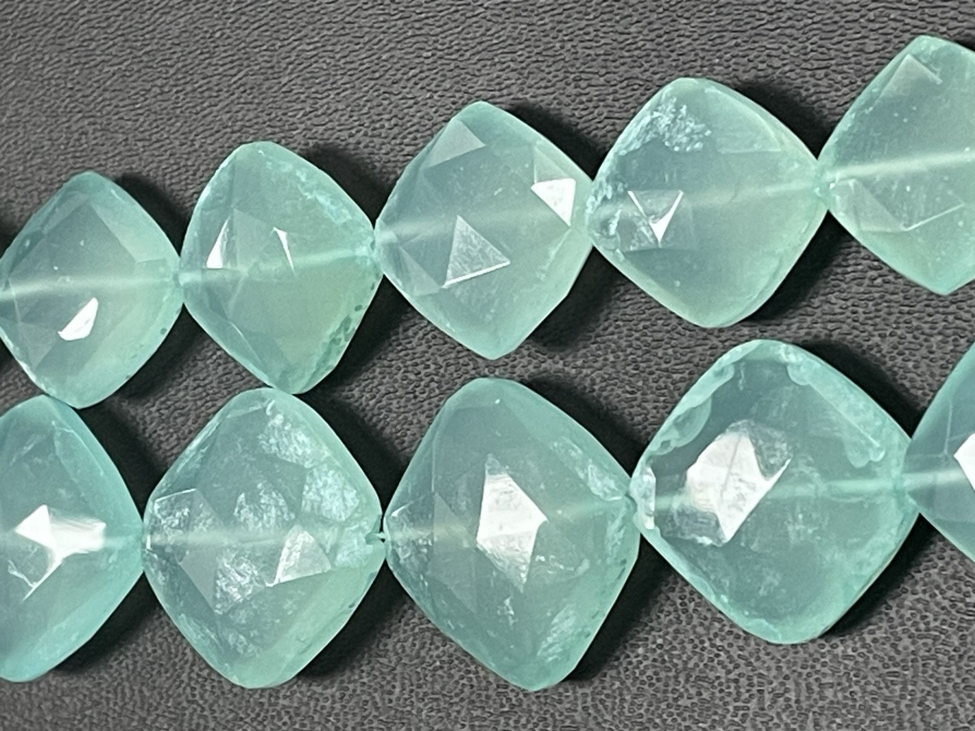 Aqua Chalcedony Cushion Faceted