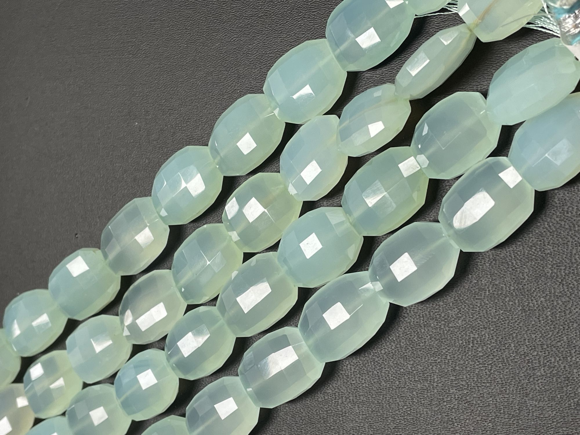 Aqua Chalcedony Barrel Faceted