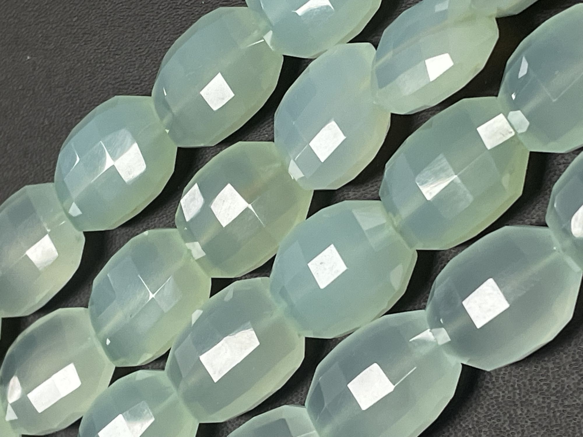 Aqua Chalcedony Barrel Faceted