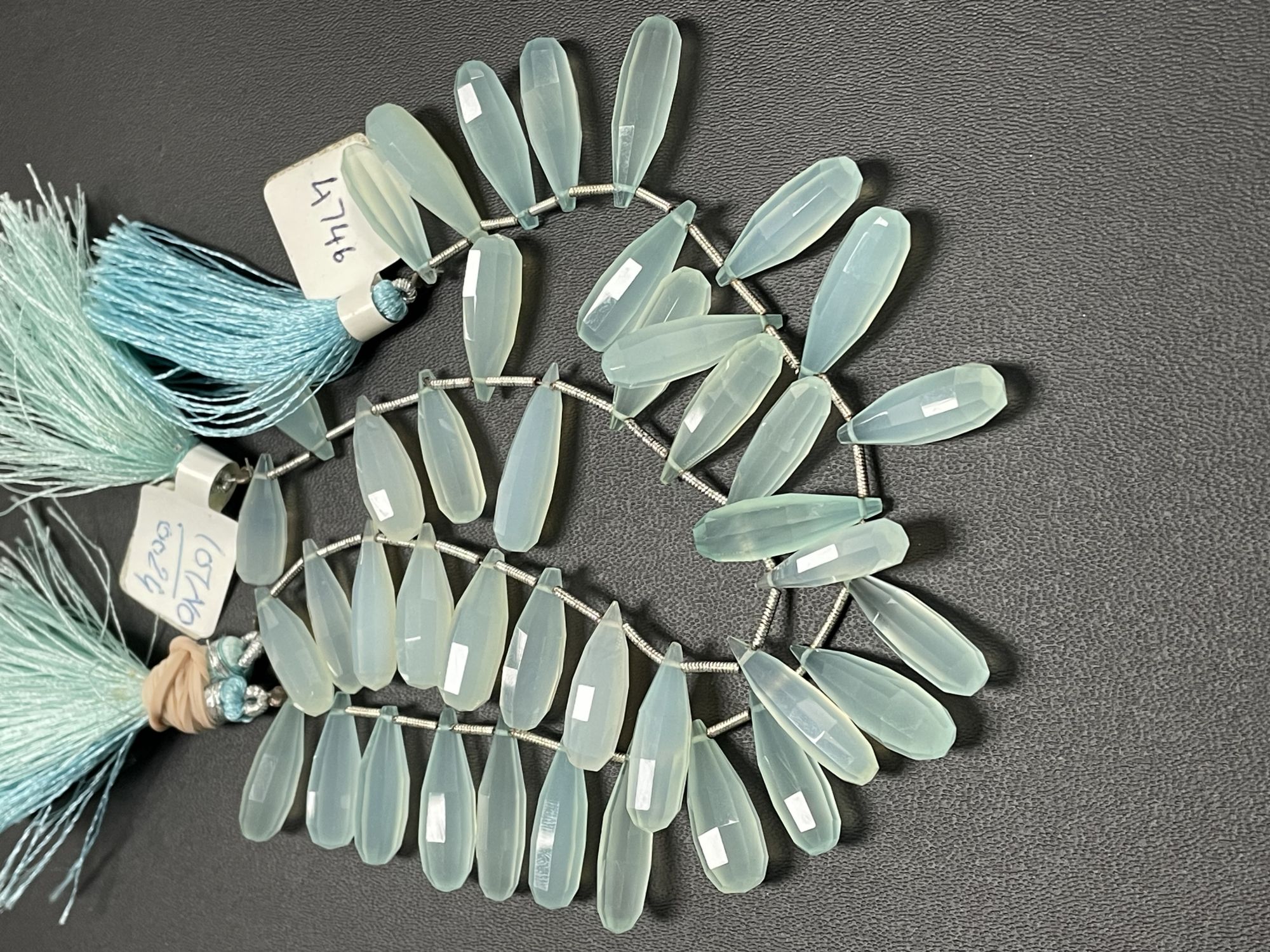 Aqua Chalcedony Long Drop Faceted