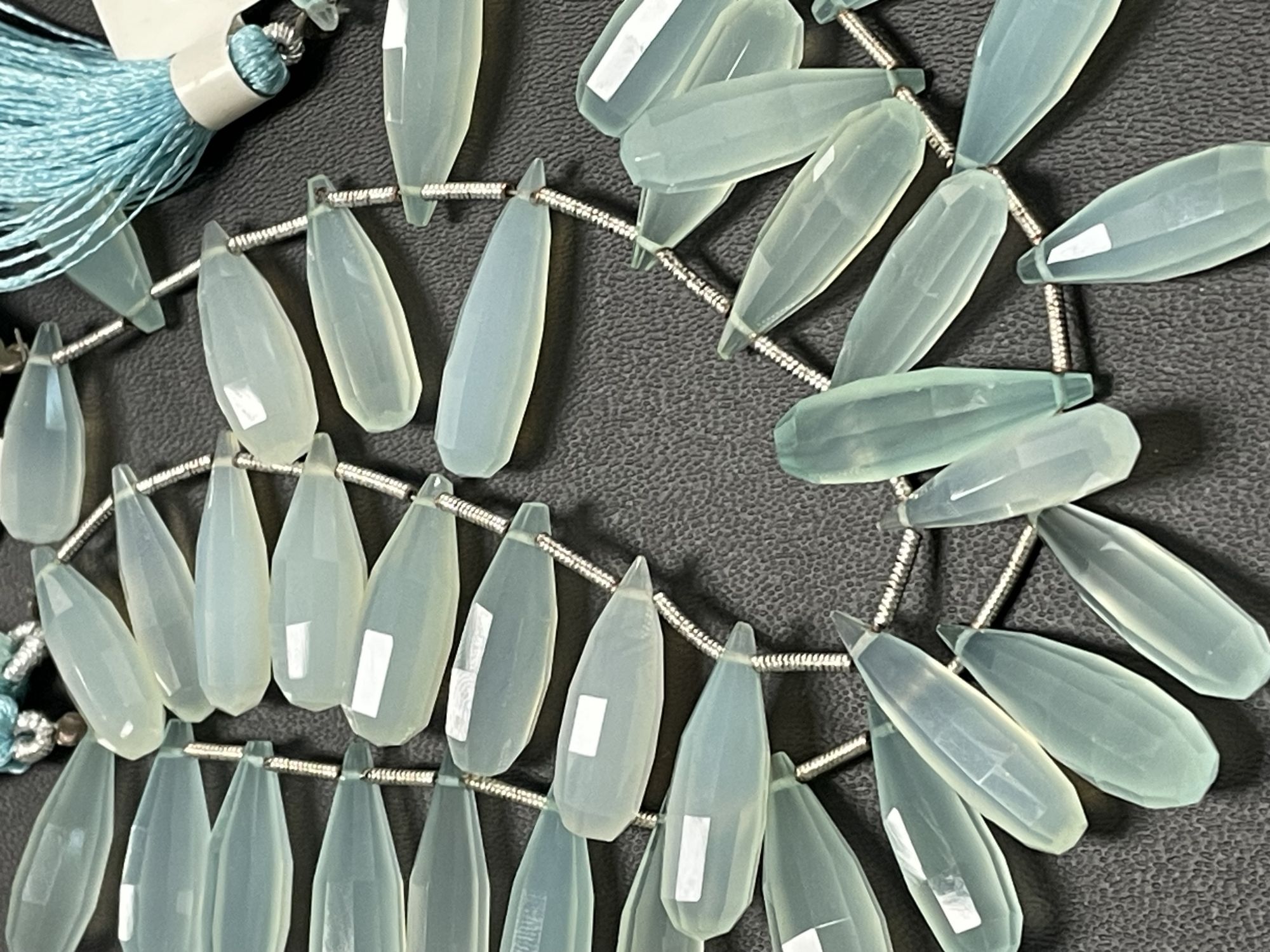 Aqua Chalcedony Long Drop Faceted