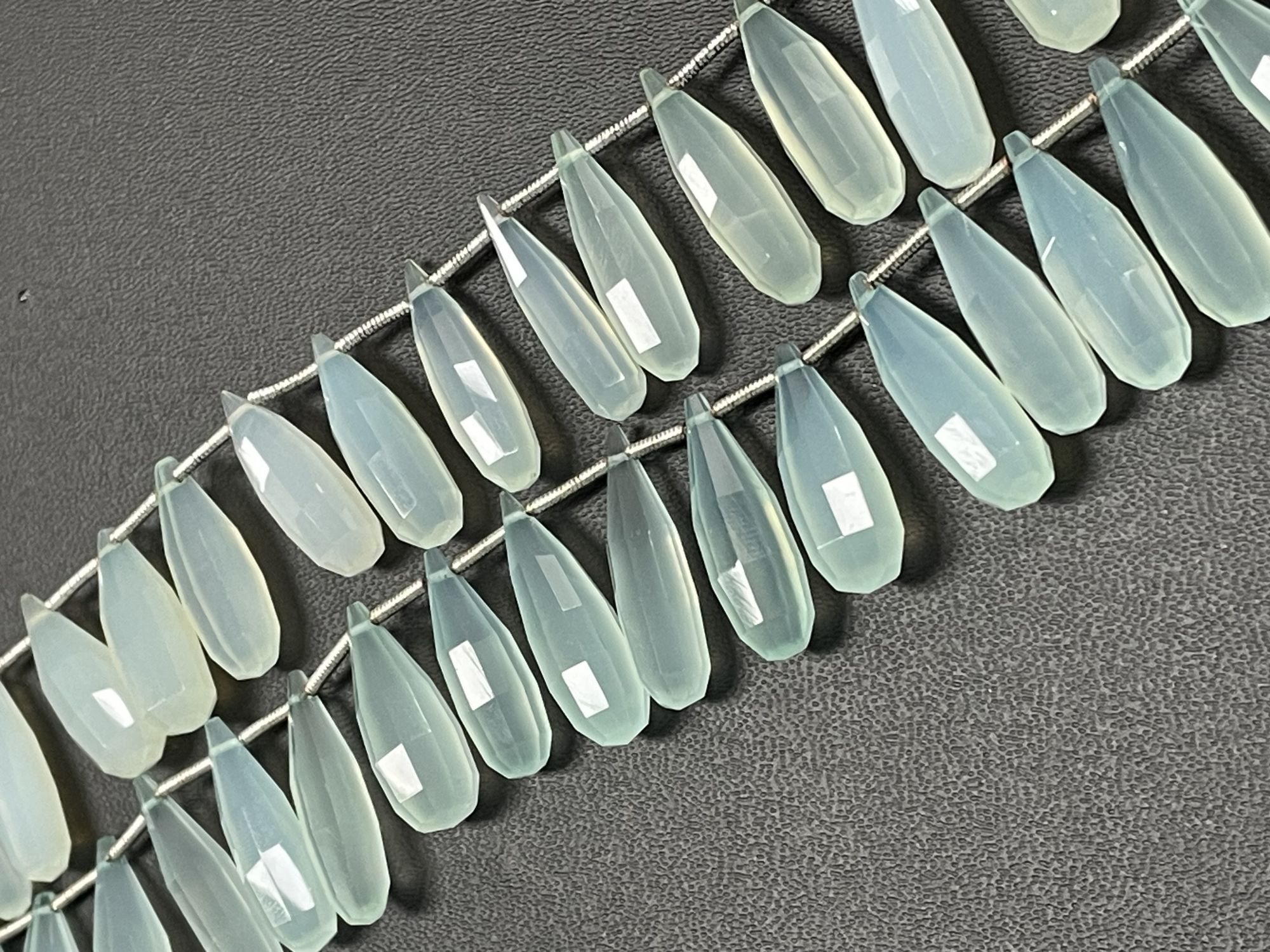 Aqua Chalcedony Long Drop Faceted