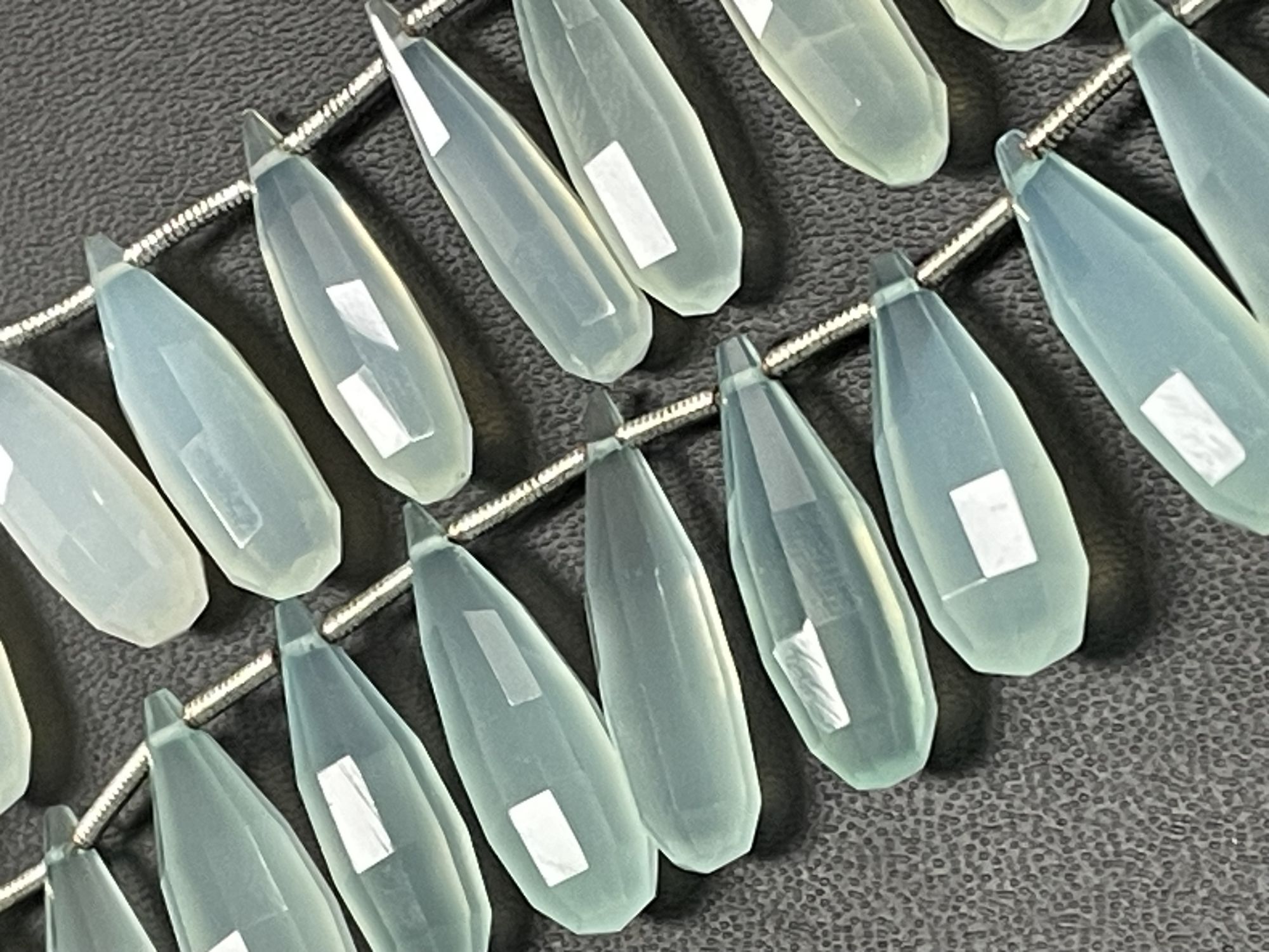 Aqua Chalcedony Long Drop Faceted