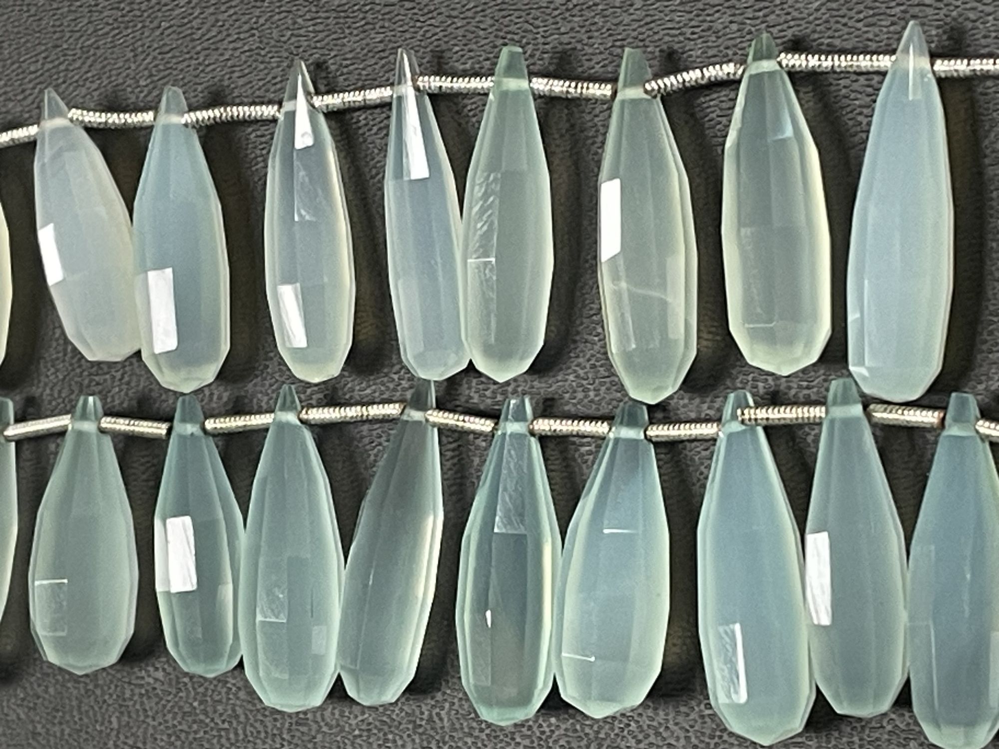 Aqua Chalcedony Long Drop Faceted