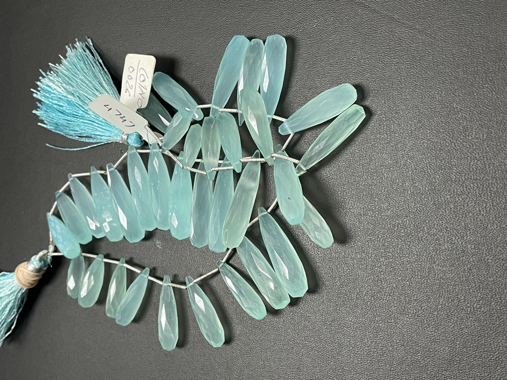 Aqua Chalcedony Long Drop Faceted