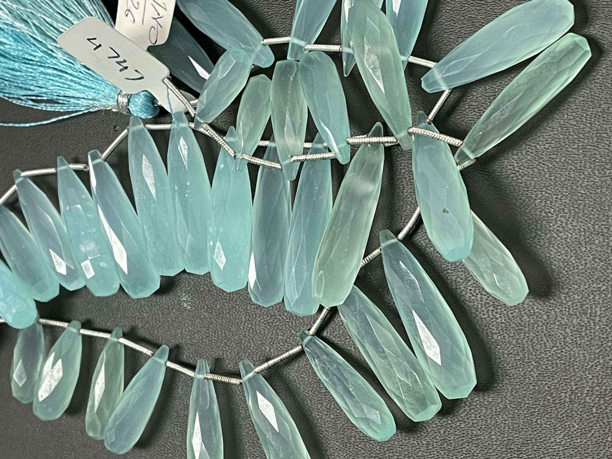 Aqua Chalcedony Long Drop Faceted