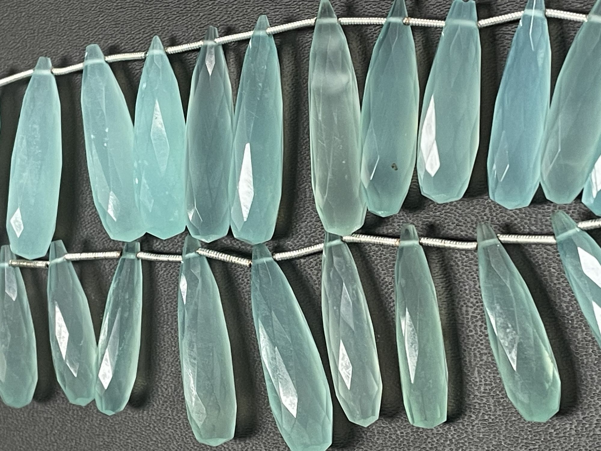 Aqua Chalcedony Long Drop Faceted