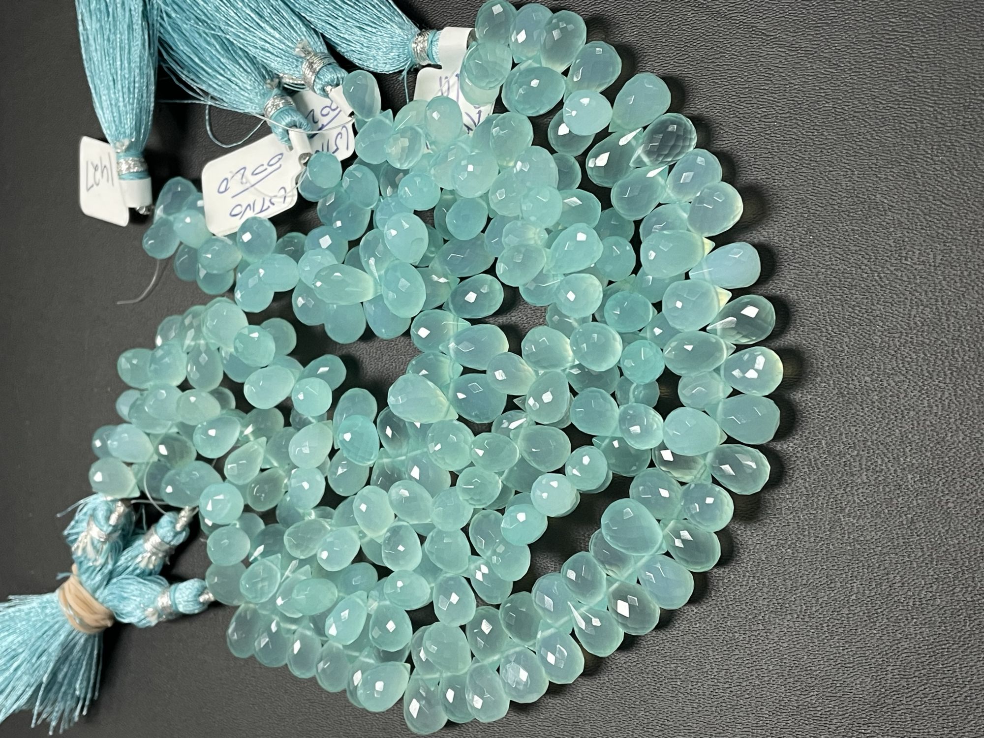 Aqua Chalcedony Drop Faceted