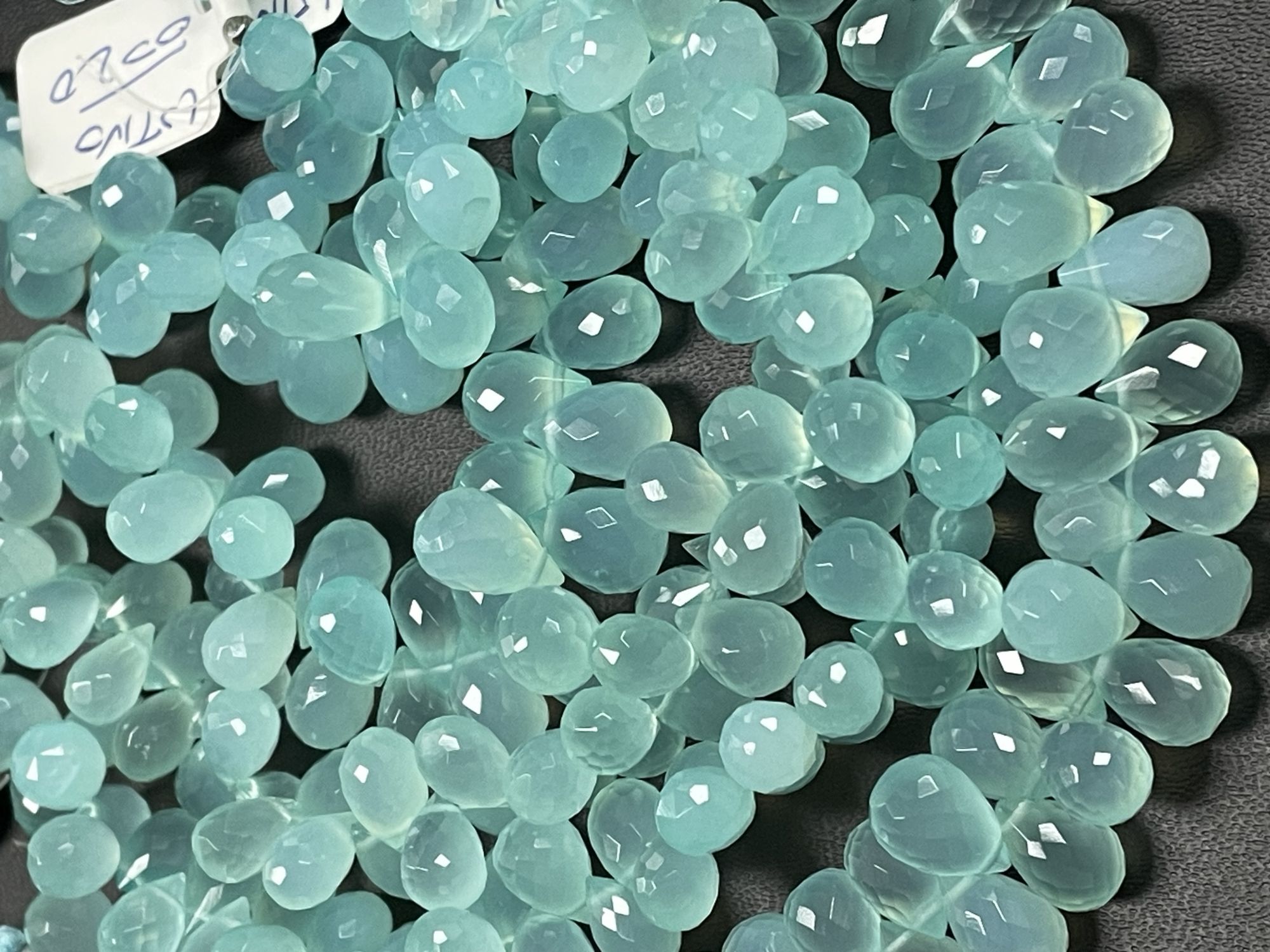 Aqua Chalcedony Drop Faceted