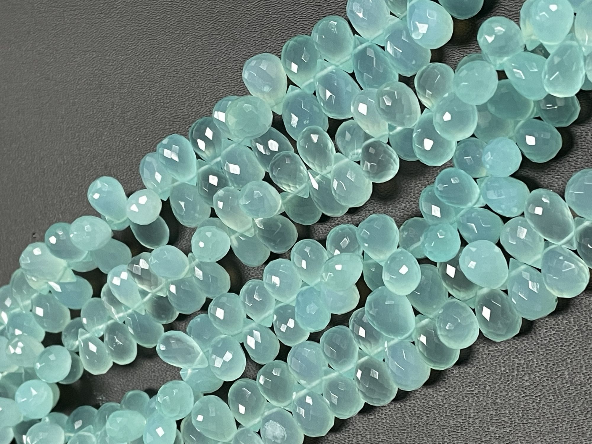 Aqua Chalcedony Drop Faceted
