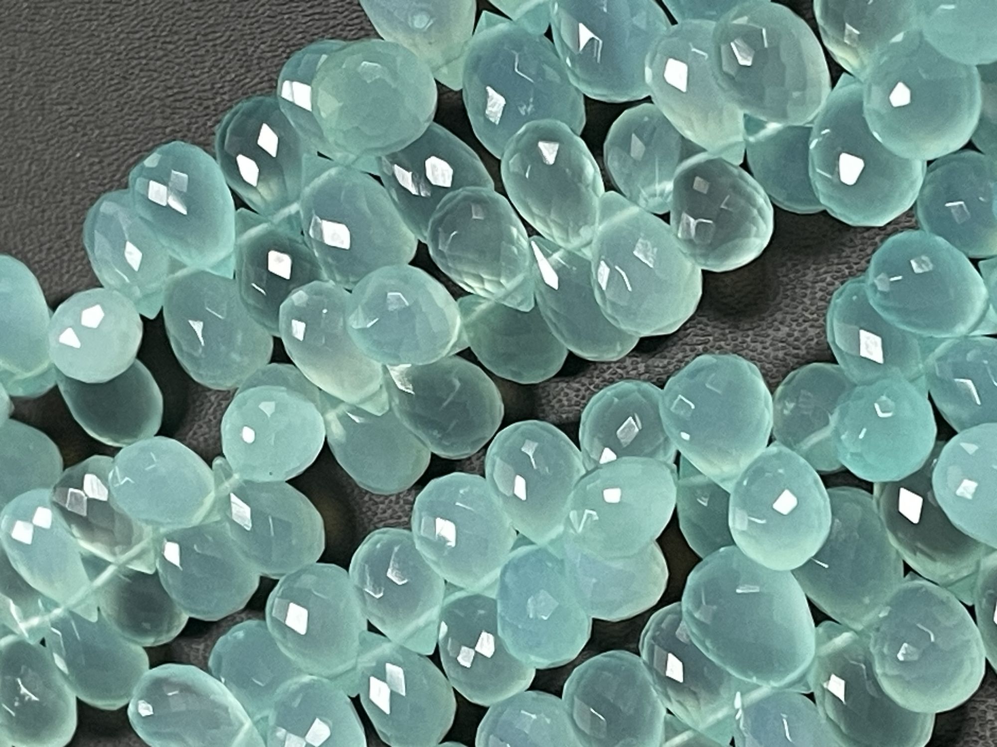 Aqua Chalcedony Drop Faceted