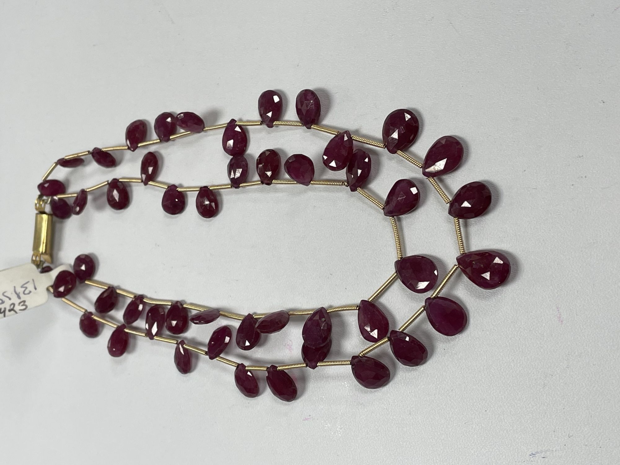 Natural Ruby Pear Faceted Necklace
