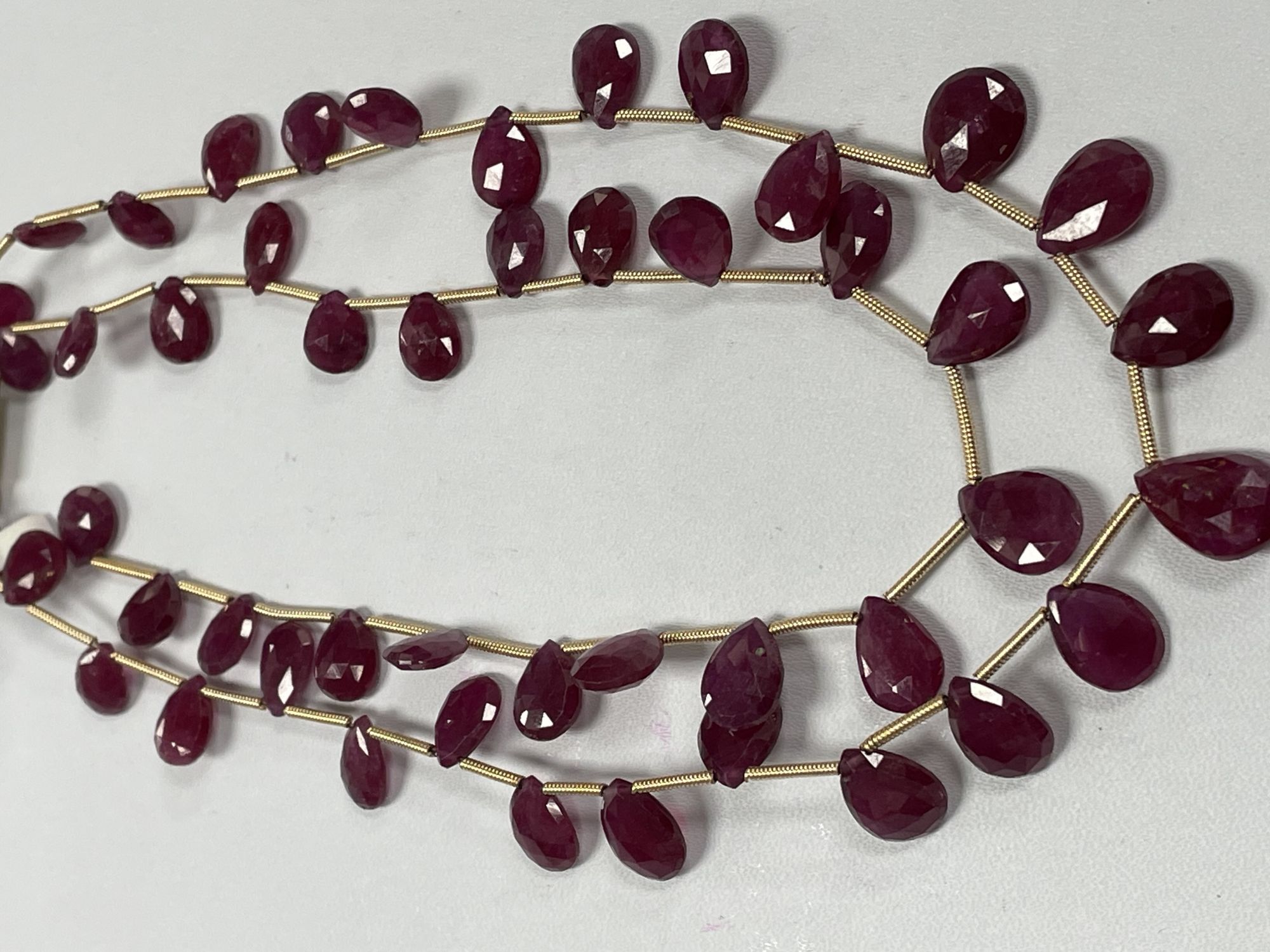 Natural Ruby Pear Faceted Necklace