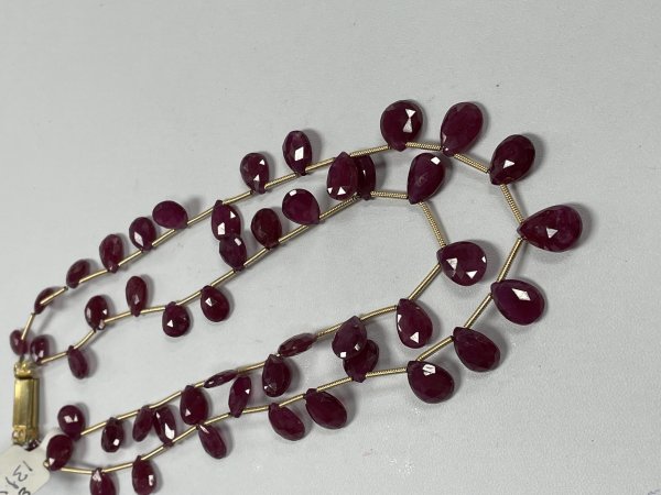 Natural Ruby Pear Faceted Necklace