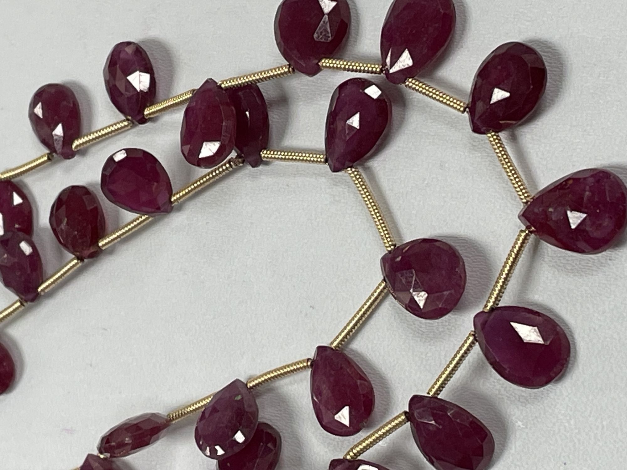 Natural Ruby Pear Faceted Necklace