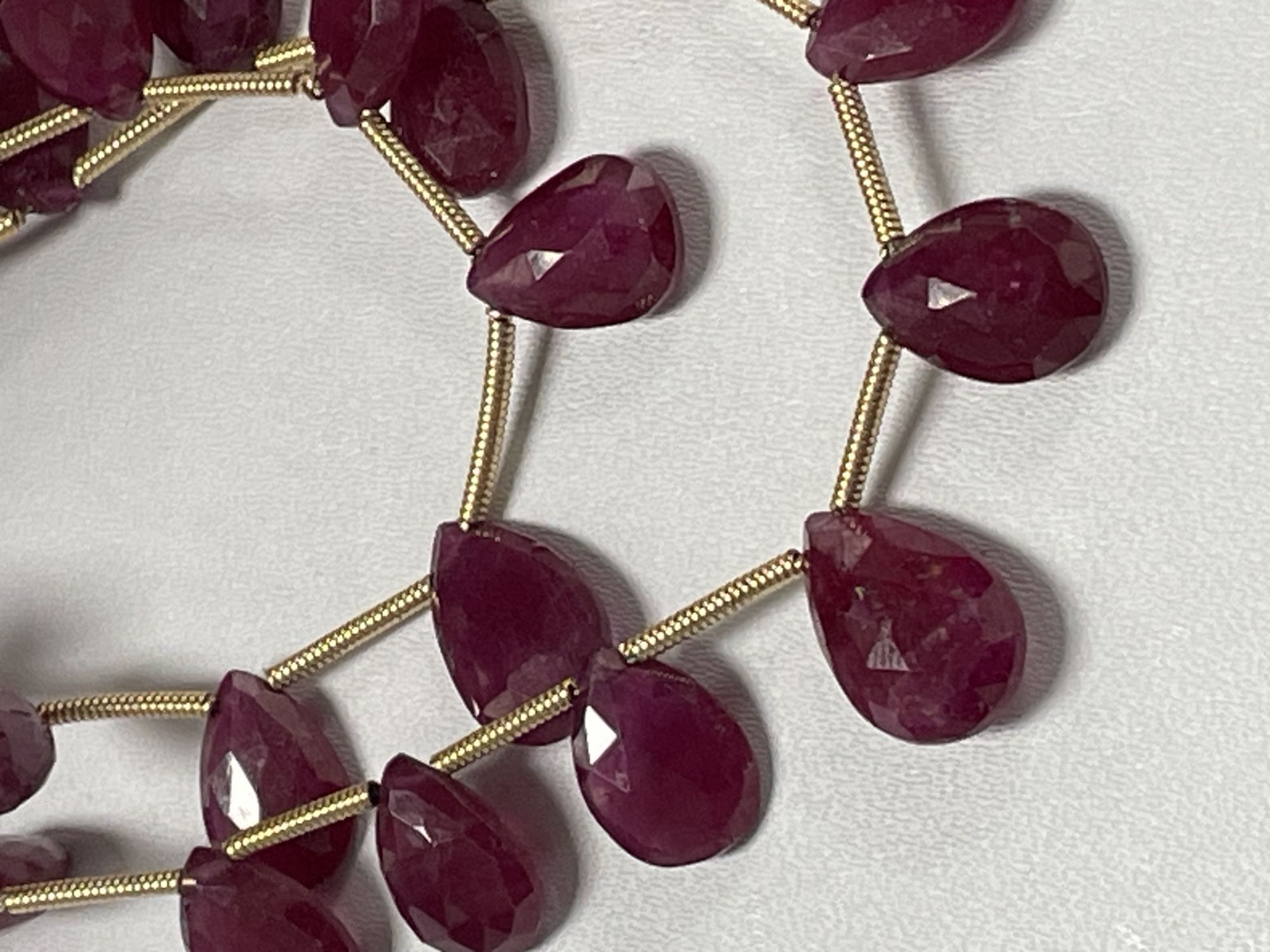 Natural Ruby Pear Faceted Necklace