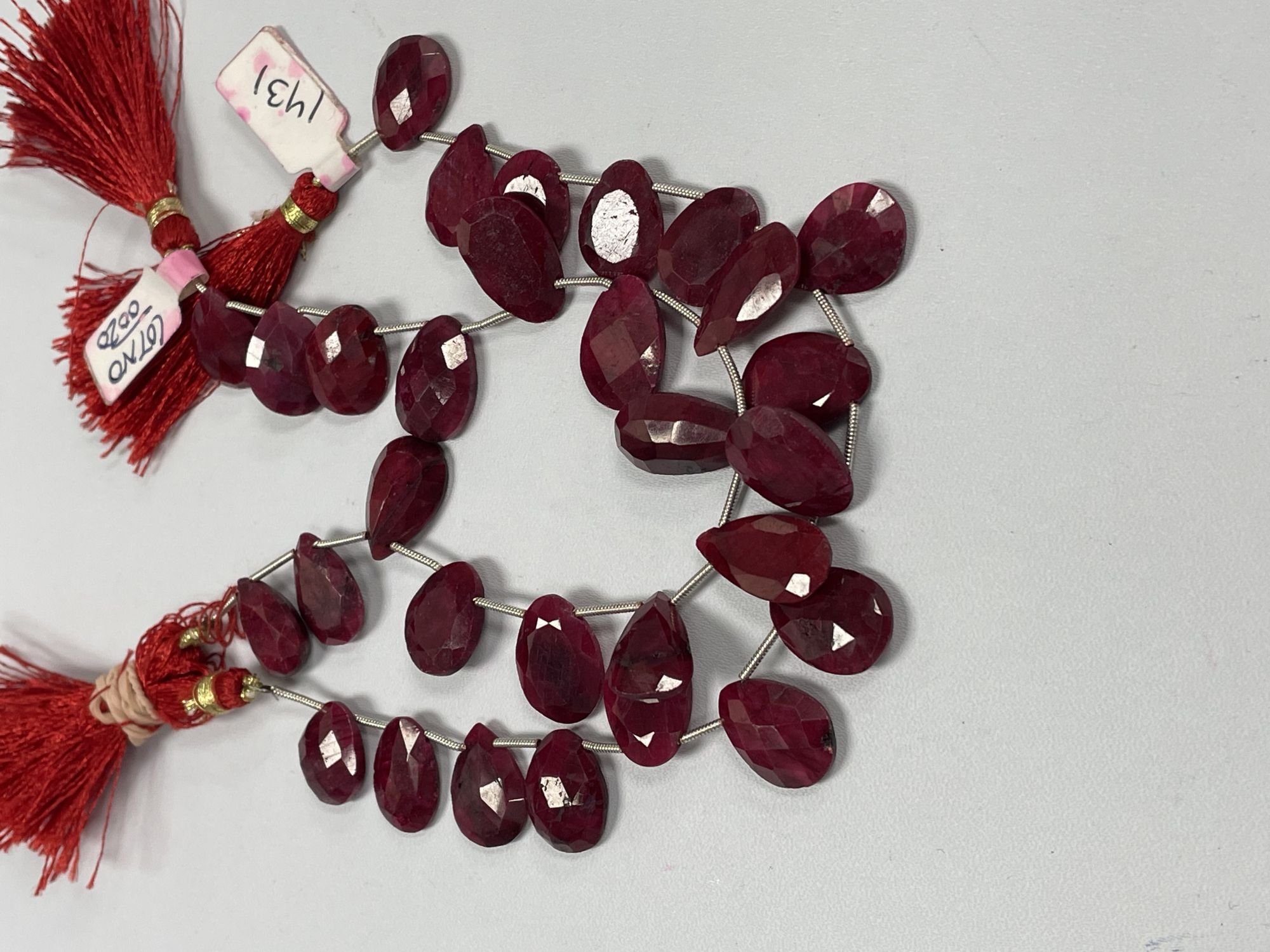 Dyed Ruby Pear Faceted