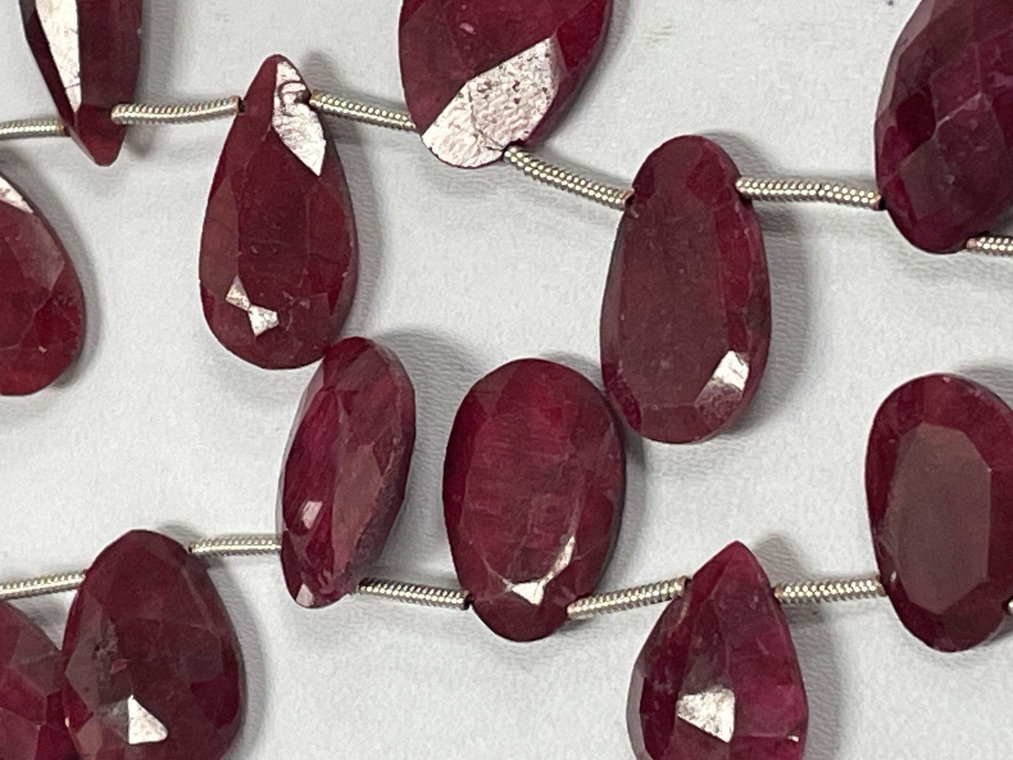 Dyed Ruby Pear Faceted