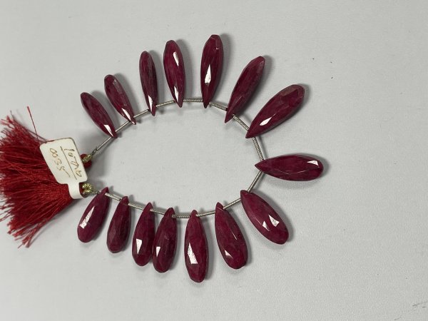 Dyed Ruby Long Pear Faceted
