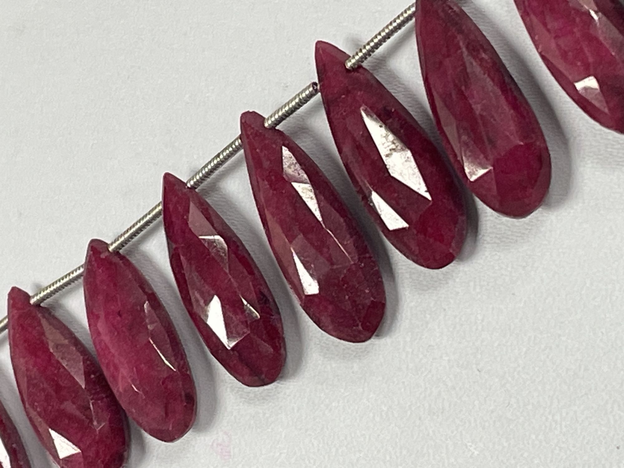 Dyed Ruby Long Pear Faceted