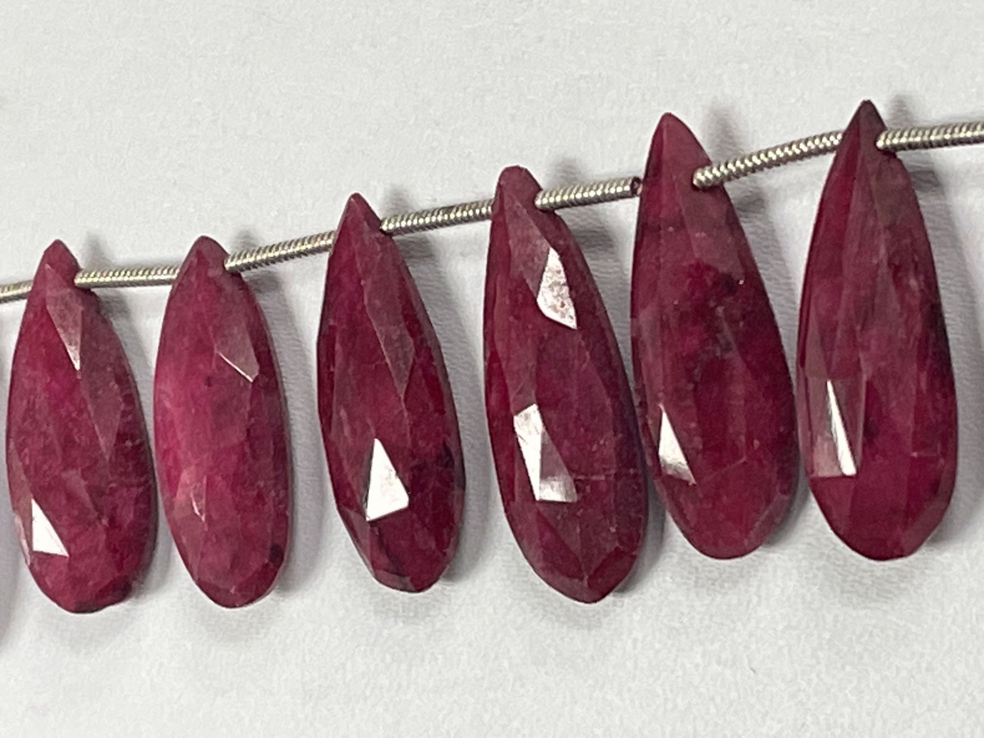 Dyed Ruby Long Pear Faceted