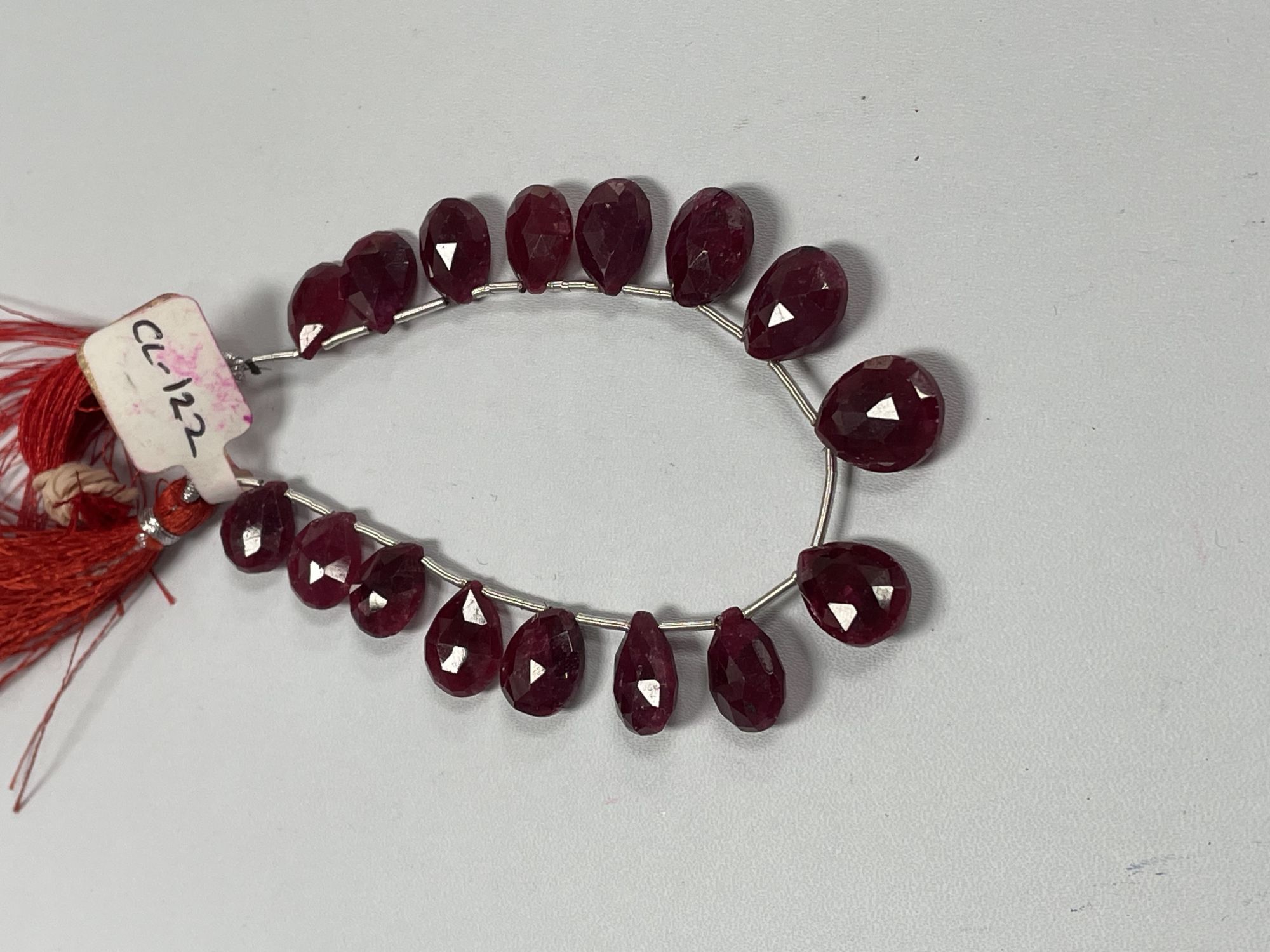 Dyed Ruby Pear Faceted