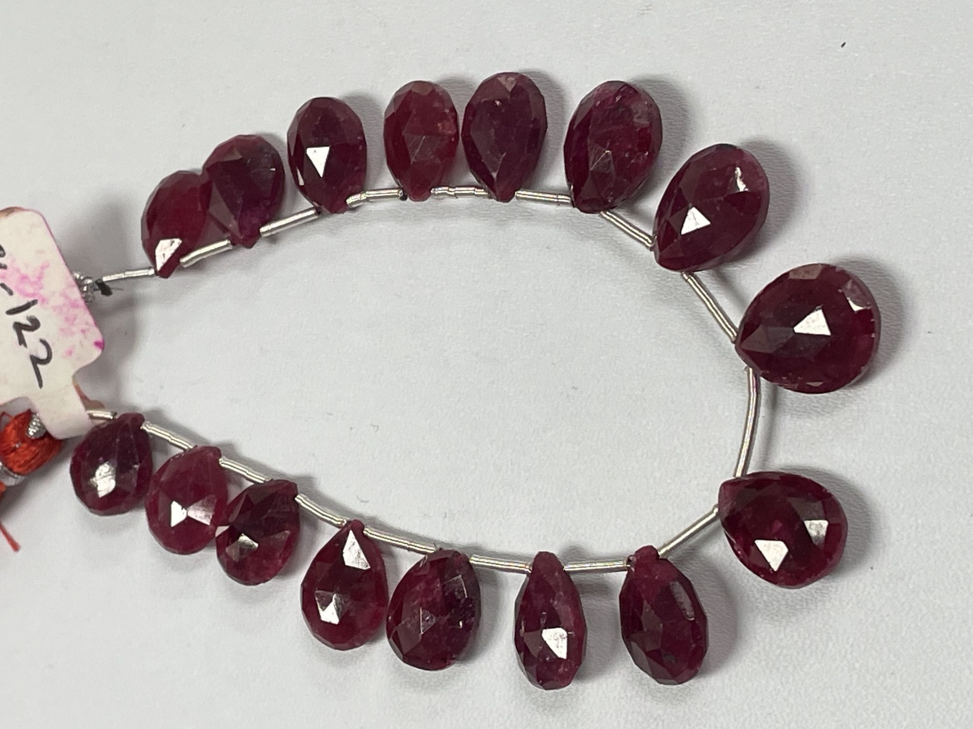 Dyed Ruby Pear Faceted