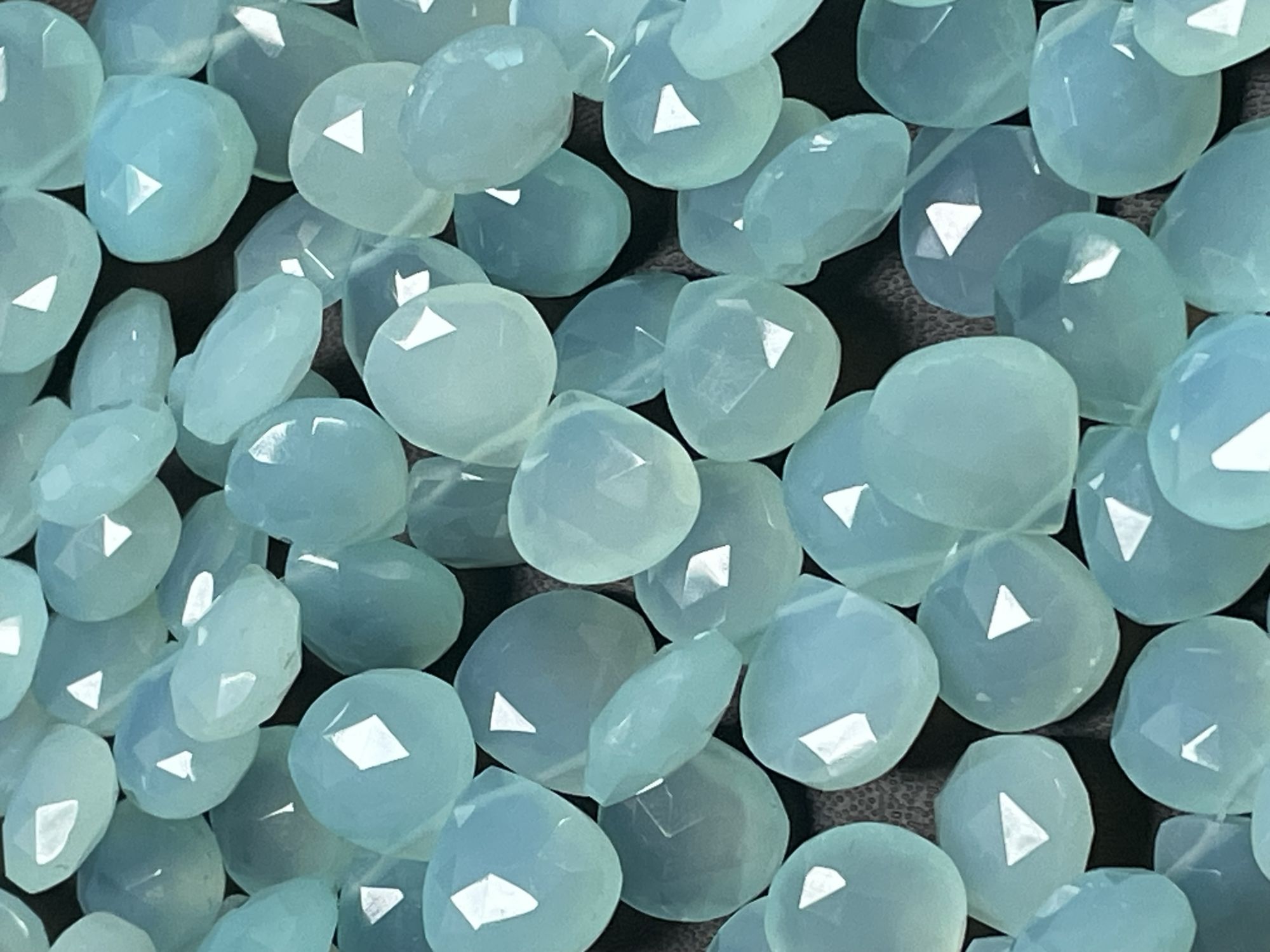 Aqua Chalcedony Heart Faceted