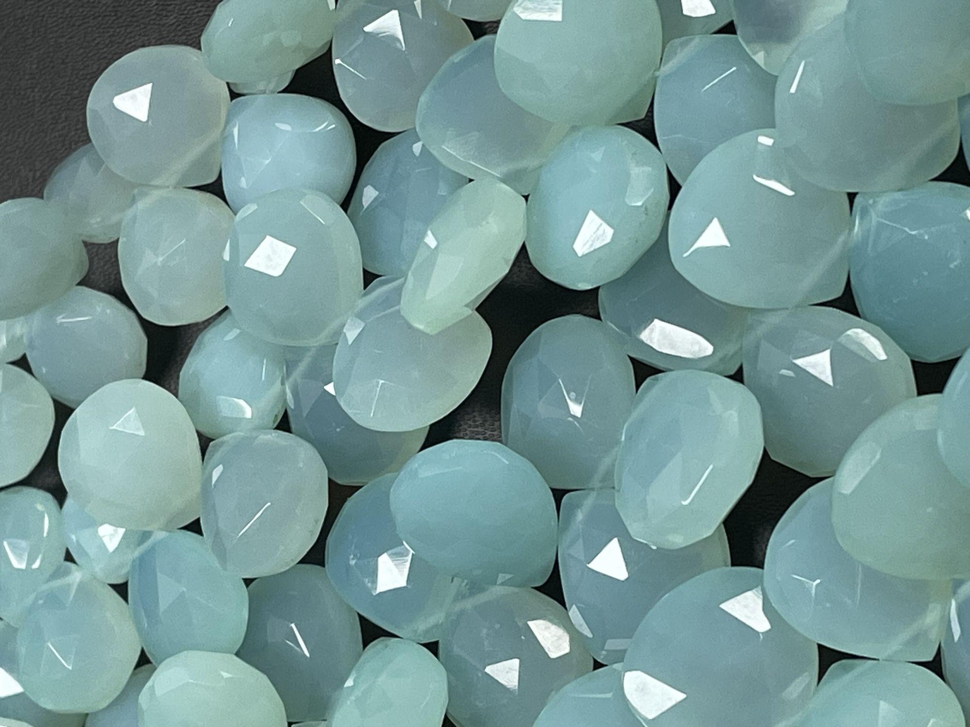 Aqua Chalcedony Heart Faceted