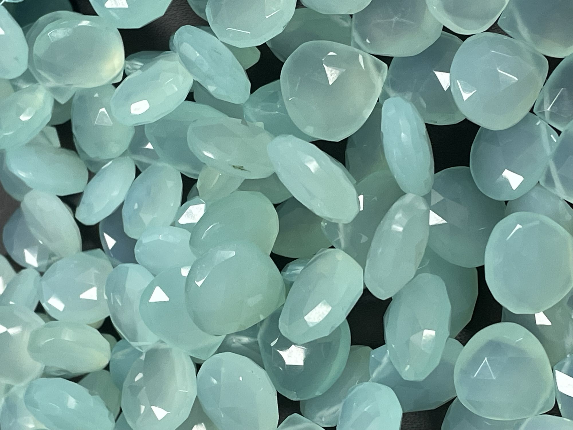 Aqua Chalcedony Heart Faceted