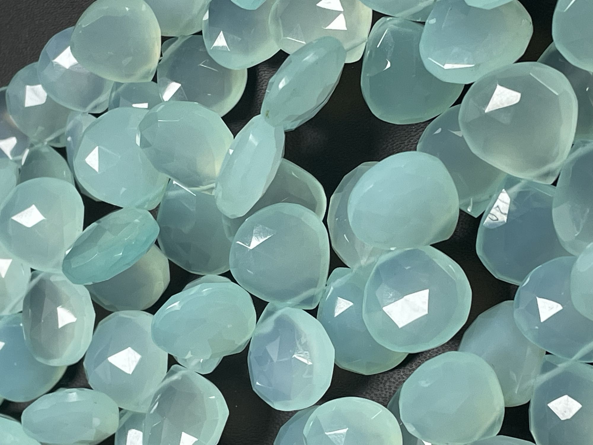 Aqua Chalcedony Heart Faceted