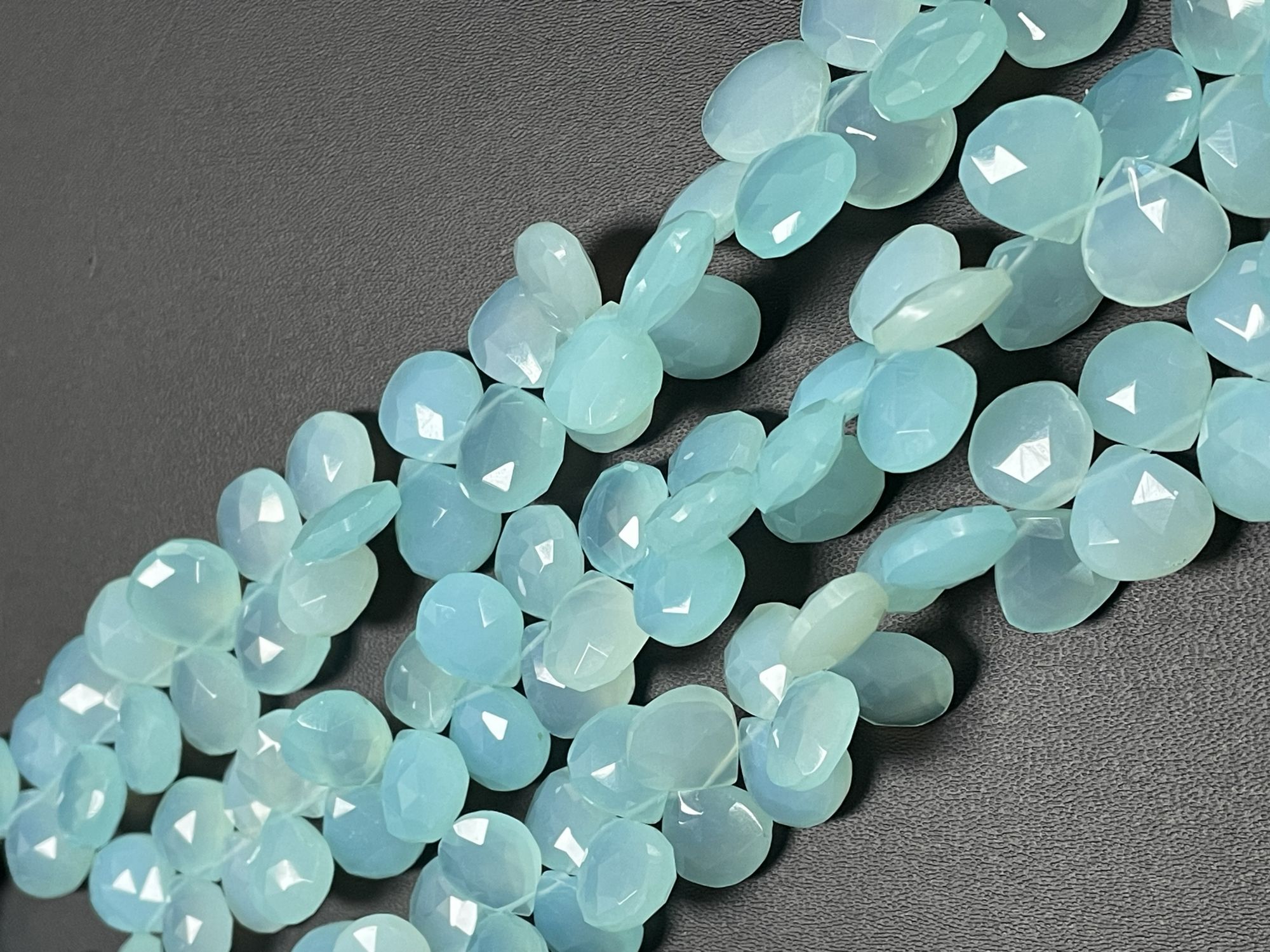 Aqua Chalcedony Heart Faceted