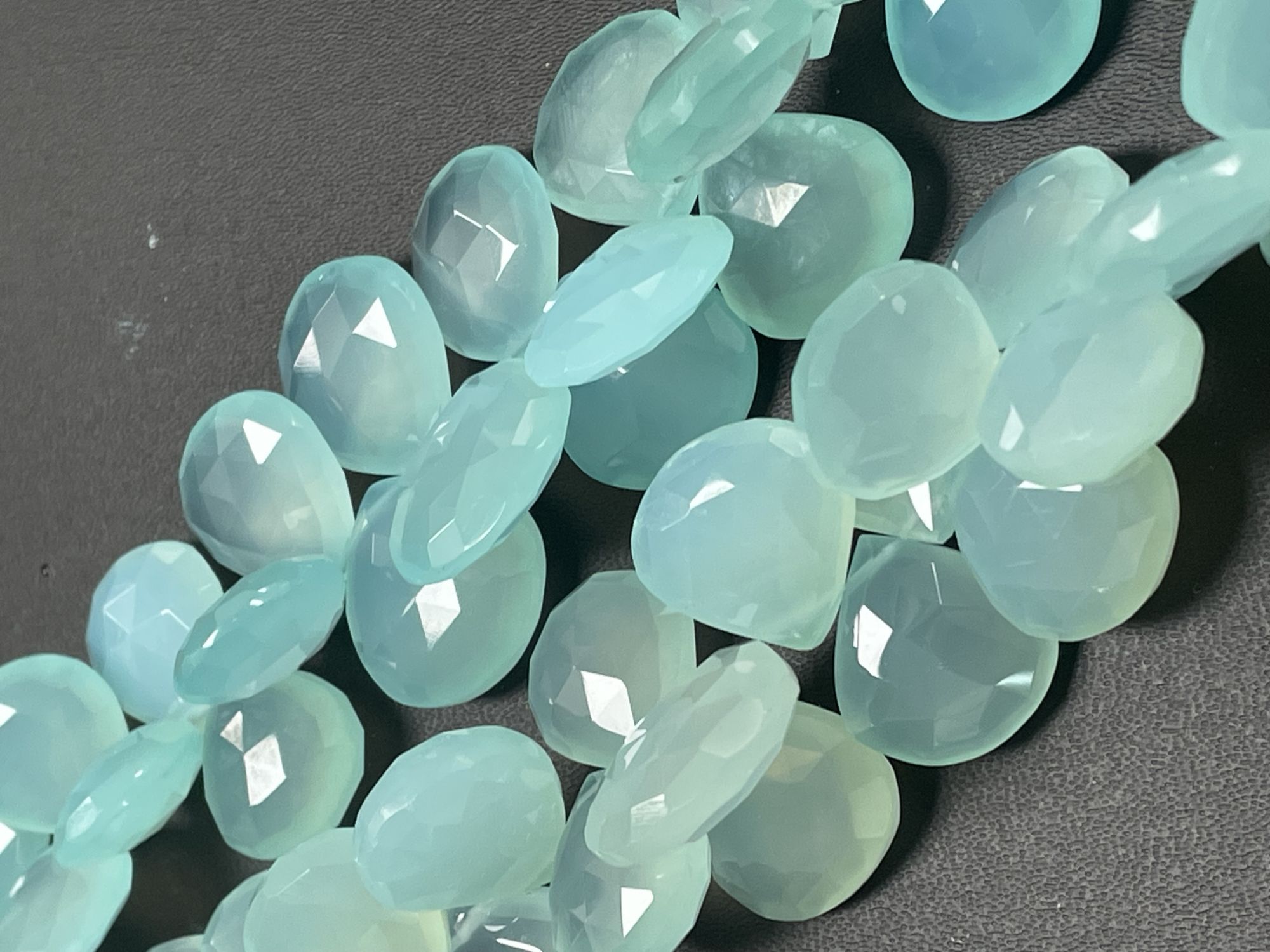 Aqua Chalcedony Heart faceted