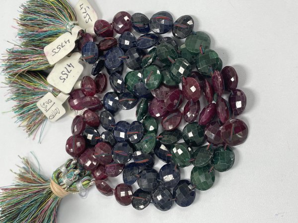 Dyed Ruby Sapphire Emerald Coin Faceted