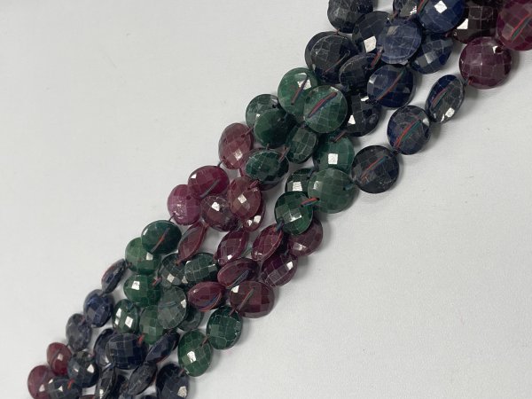 Dyed Ruby Sapphire Emerald Coin Faceted